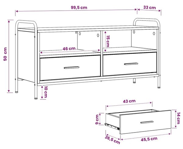 TV ormar 67 5 x 33 x 50 cm Hrast artisan Konstruirano drvo - Hrast artisan 67 5 x 33 x 50 cm