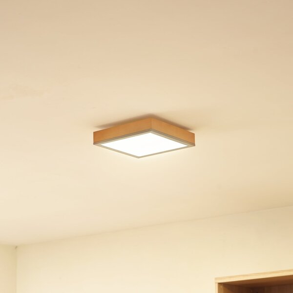 Lindby Laviona LED stropna svjetiljka, četvrtasta, 30 cm, Drvo, Dnevni boravak/blagovaonica, Drvo