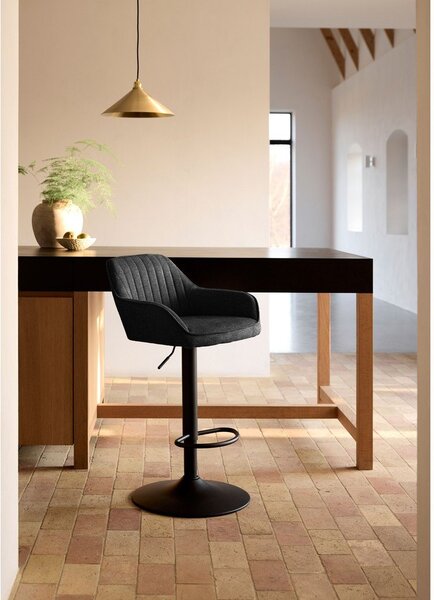 Tamno siva podstavljena barska stolica podesive visine/s naslonima za ruke (visine sjedala 65 cm) Nolan – Unique Furniture