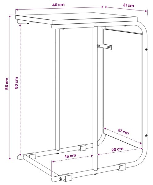 Bocni stol Crni hrast 40 x 31 x 55 cm Konstruirano drvo - Crni hrast