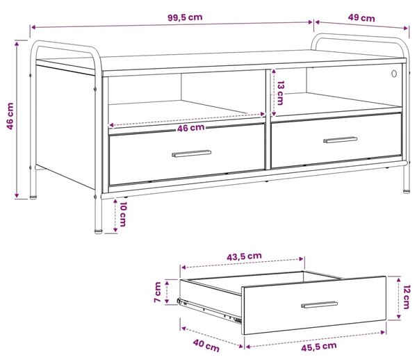 Stolić za kavu Hrast sonoma 99 5 x 49 x 46 cm Konstruirano drvo - Hrast sonoma