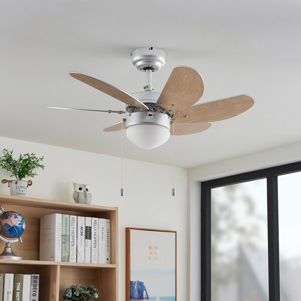 Lindby stropni ventilator sa svjetlom Minja, srebrni, tihi, 78cm, Sivo, Dnevni boravak/blagovaonica, Metal