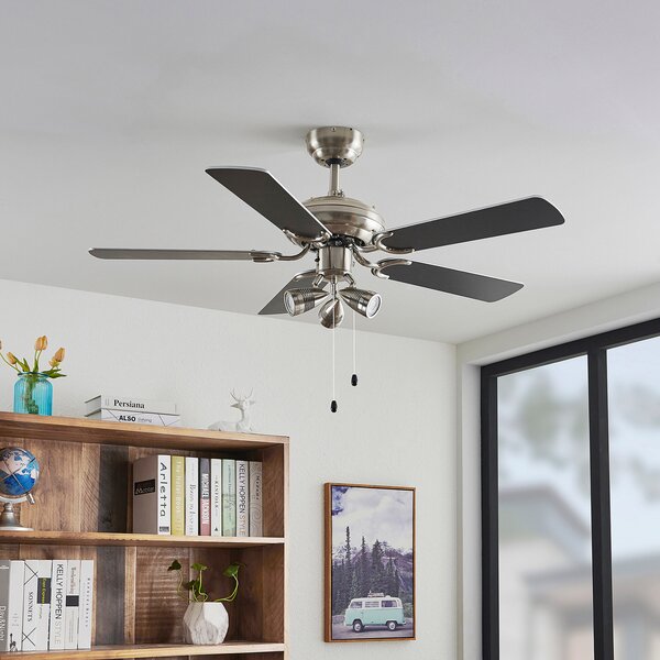Lindby Anariki stropni ventilator s rasvjetom, tih, srebrni, Metalik, Dnevni boravak/blagovaonica, Metal