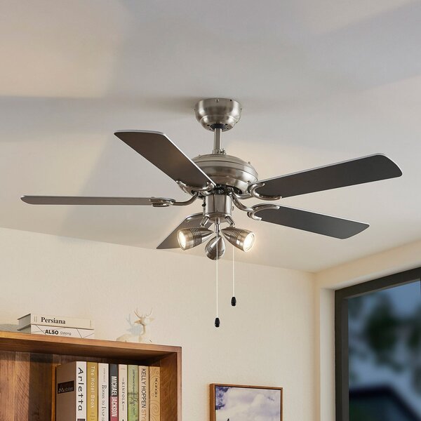 Lindby Anariki stropni ventilator s rasvjetom, tih, srebrni, Metalik, Dnevni boravak/blagovaonica, Metal