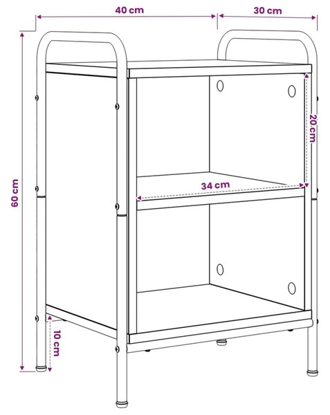 Noćni ormar 2 kom. Staro drvo 40 x 30 x 60 cm Konstruirano drvo - Staro drvo 2