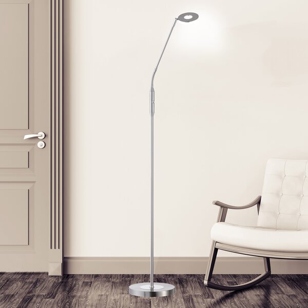FISCHER & HONSEL Dent LED podna lampa, CCT, jedna žarulja, nikal, prigušiva, Sivo, Dnevni boravak/blagovaonica, Metal