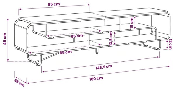 TV stalak 180 x 36 x 45 cm Hrast artisan Konstruirano drvo - Hrast artisan 180 x 36 x 45 cm