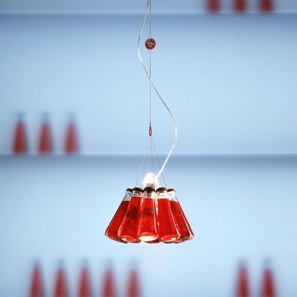 Ingo Maurer Campari Light - viseća lampa, 155 cm, prigušiva, Crvena, Dnevni boravak/blagovaonica, Staklo