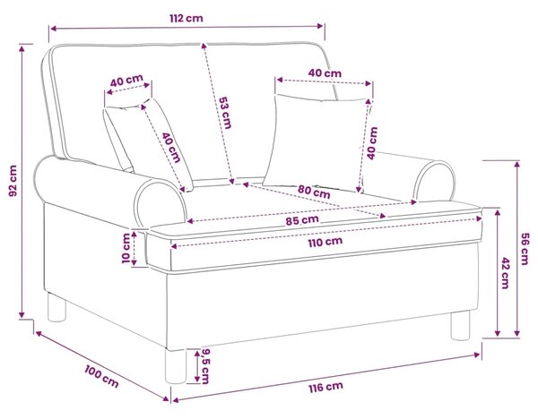 XXL fotelja s jastucima Bijela Tkanina - Bijela 85 cm