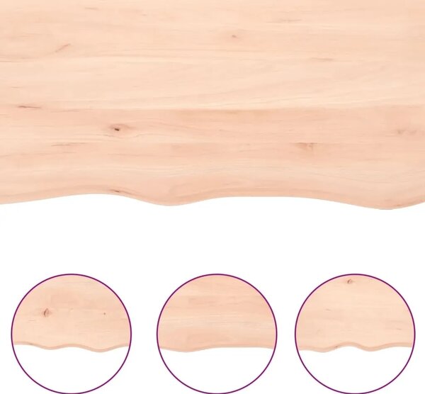 Zidna polica 100x30x(2-6) cm neobrađena masivna hrastovina - Prirodna 100 x 30 x 6 cm