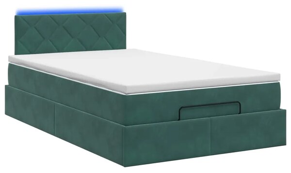 Krevet od pjene s madracem i LED-om Tamnozelena 120 x 190 cm - Tamnozelena 120 x 190 cm Dizajn s rombovima