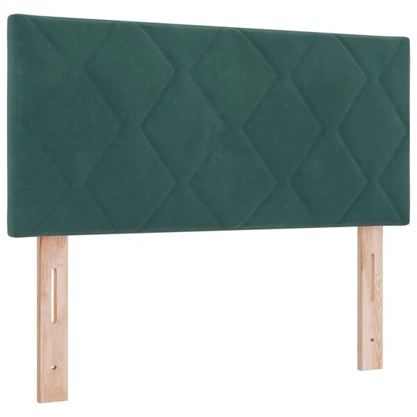 Krevet s box springom madracem i LED-om Tamnozelena Baršun - Tamnozelena 90 x 200 cm Dizajn s rombovima