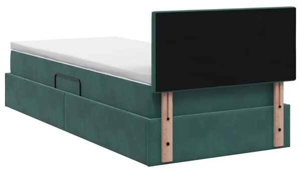 Krevet s od storage s uzglavljem Tamnozelena 90 x 200 cm Baršun - Tamnozelena 90 x 200 cm Dizajn s rombovima
