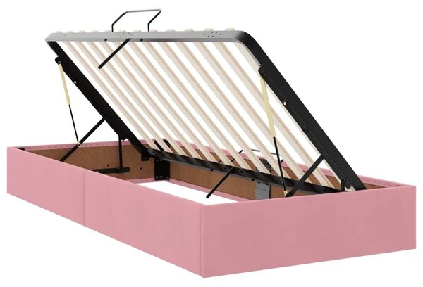 Krevet s od storage s uzglavljem Ružičasta 90 x 200 cm Baršun - Ružičasta 90 x 200 cm Prošiveno gumbima