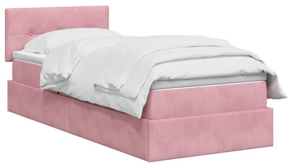 Krevet s od storage s uzglavljem Ružičasta 90 x 200 cm Baršun - Ružičasta 90 x 200 cm Prošiveno gumbima