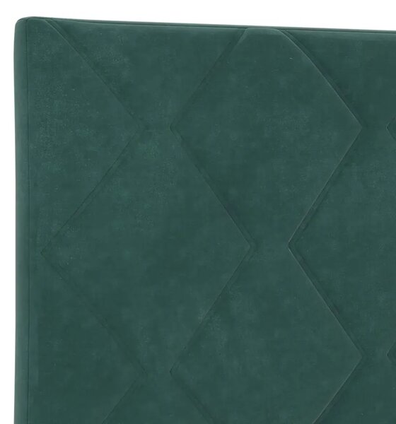 Krevet s box springom madracem i LED-om Tamnozelena Baršun - Tamnozelena 90 x 200 cm Dizajn s rombovima