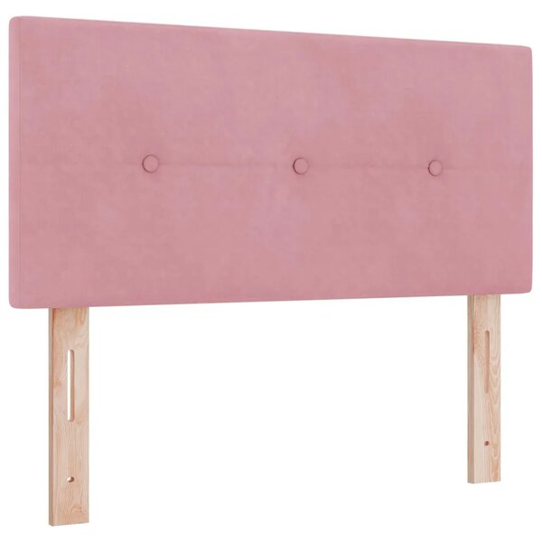 Boxspring krevet s madracem Ružičasta 90 x 200 cm Baršun - Ružičasta 90 x 200 cm Prošiveno gumbima