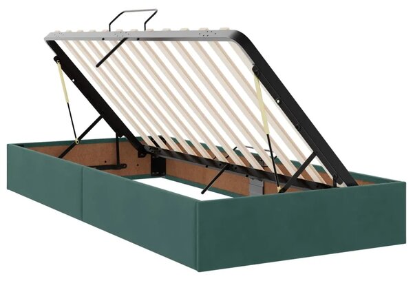 Krevet s od storage s uzglavljem Tamnozelena 90 x 200 cm Baršun - Tamnozelena 90 x 200 cm Dizajn s rombovima