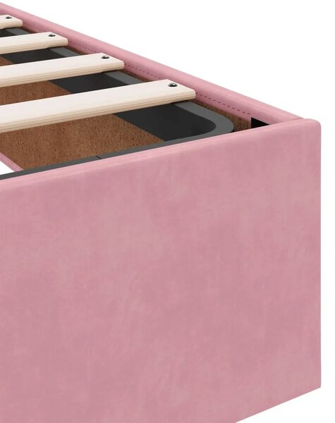 Krevet s od storage s uzglavljem Ružičasta 90 x 200 cm Baršun - Ružičasta 90 x 200 cm Prošiveno gumbima