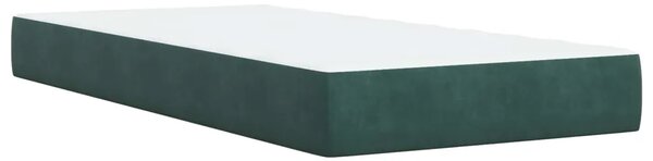 Krevet s box springom madracem i LED-om Tamnozelena Baršun - Tamnozelena 90 x 200 cm Dizajn s rombovima