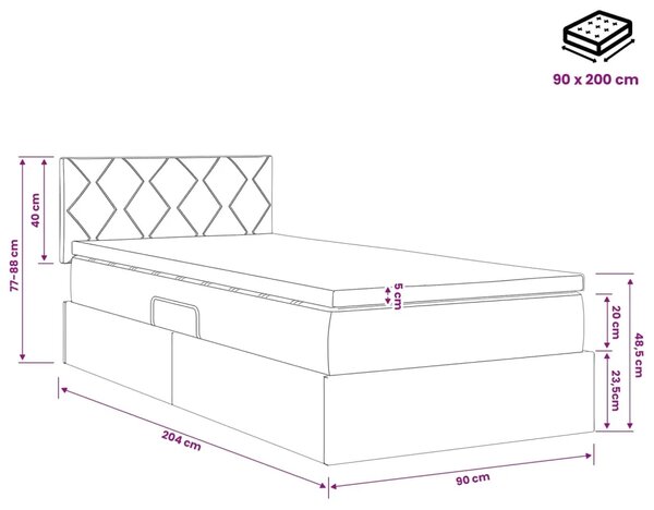 Krevet s od storage s uzglavljem Tamnozelena 90 x 200 cm Baršun - Tamnozelena 90 x 200 cm Dizajn s rombovima