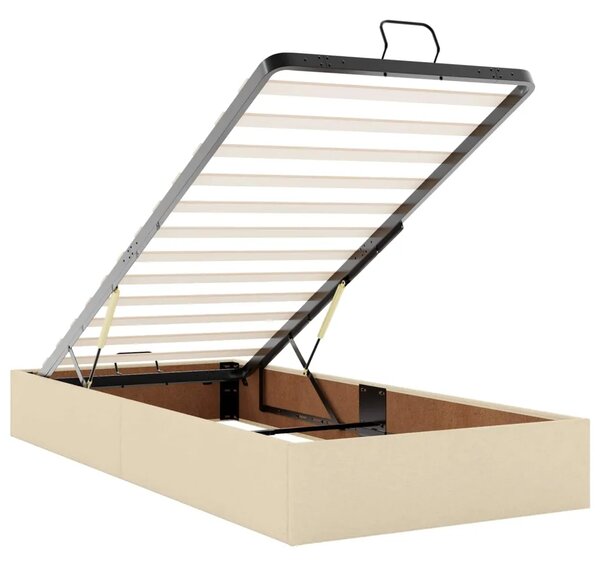 Krevet od pjene s madracem i LED-om Krem 200 x 200 cm Tkanina - Krem 200 x 200 cm Prošiveno gumbima