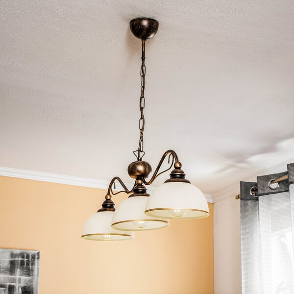 Jupiter Viseća svjetiljka Casale, tri žarulje, duljina 74 cm, prigušiva, Bronca / stari mesing, Dnevni boravak/blagovaonica, Metal