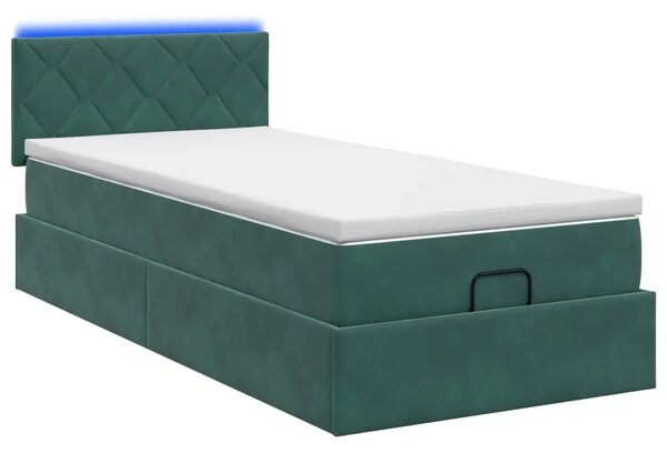 Krevet od pjene s madracem i LED-om Tamnozelena 90 x 200 cm - Tamnozelena 90 x 200 cm Dizajn s rombovima