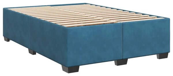 Boxspring krevet s madracem Plava 160 x 200 cm Baršun - Plava 160 x 200 cm Dizajn s rombovima