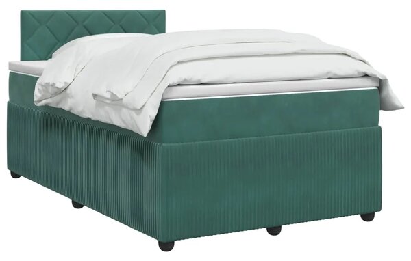Boxspring krevet s madracem Tamnozelena 120 x 200 cm Baršun - Tamnozelena 120 x 200 cm Dizajn s rombovima
