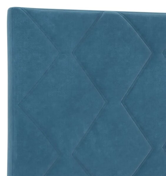 Krevet s box springom madracem i LED-om Plava 90 x 190 cm - Plava 90 x 190 cm Dizajn s rombovima