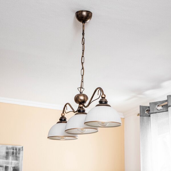 Jupiter Viseća svjetiljka Casale, tri žarulje, duljina 74 cm, prigušiva, Bronca / stari mesing, Dnevni boravak/blagovaonica, Metal