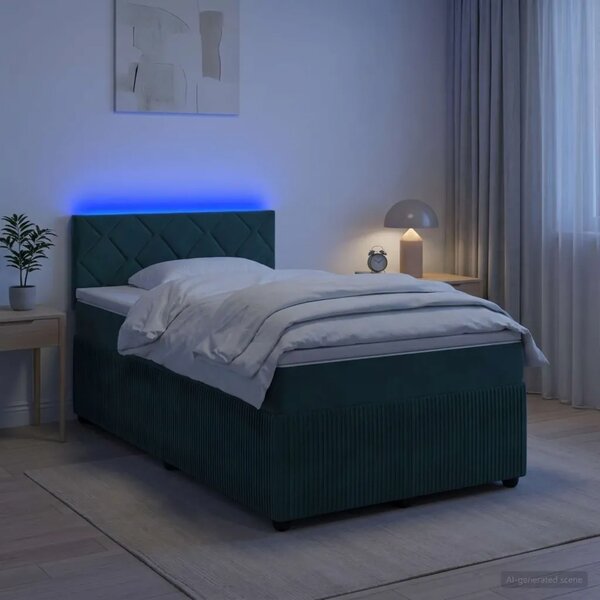 Boxspring krevet s madracem Tamnozelena 120 x 200 cm Baršun - Tamnozelena 120 x 200 cm Dizajn s rombovima