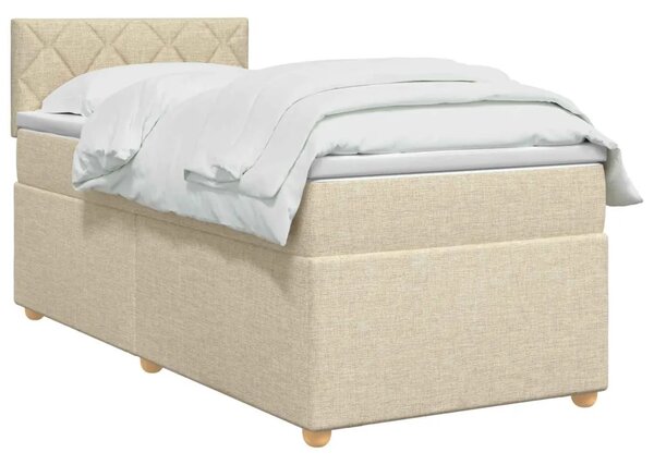 Boxspring krevet s madracem Krem 90 x 200 cm Tkanina - Krem 90 x 200 cm Dizajn s rombovima