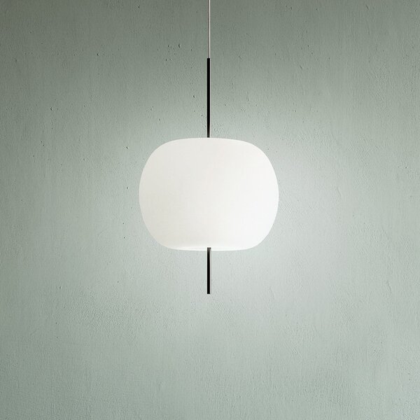 Kdln viseća lampa Kushi, crno/bijela, Ø 16 cm, staklo, prigušiva, Bijela, Dnevni boravak/blagovaonica, Staklo, Metak