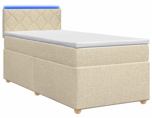 Boxspring krevet s madracem Krem 90 x 200 cm Tkanina - Krem 90 x 200 cm Dizajn s rombovima