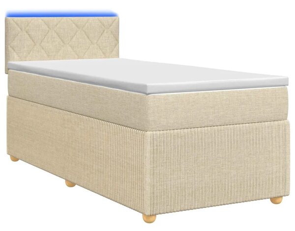 Boxspring krevet s madracem Krem 90 x 200 cm Tkanina - Krem 90 x 200 cm Dizajn s rombovima