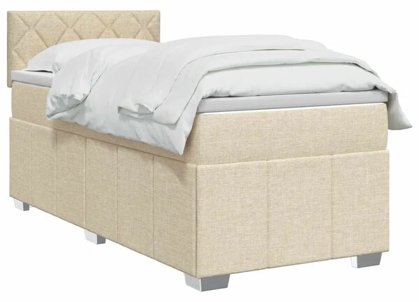 Boxspring krevet s madracem Krem 90 x 200 cm Tkanina - Krem 90 x 200 cm Dizajn s rombovima