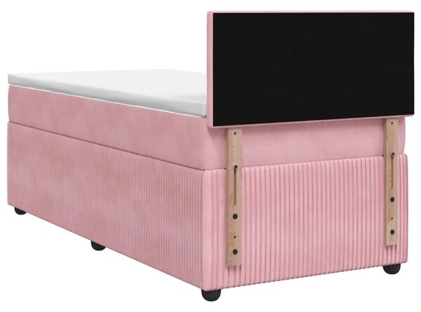 Boxspring krevet s madracem Ružičasta 90 x 200 cm Baršun - Ružičasta 90 x 200 cm Kristal s dugmadima