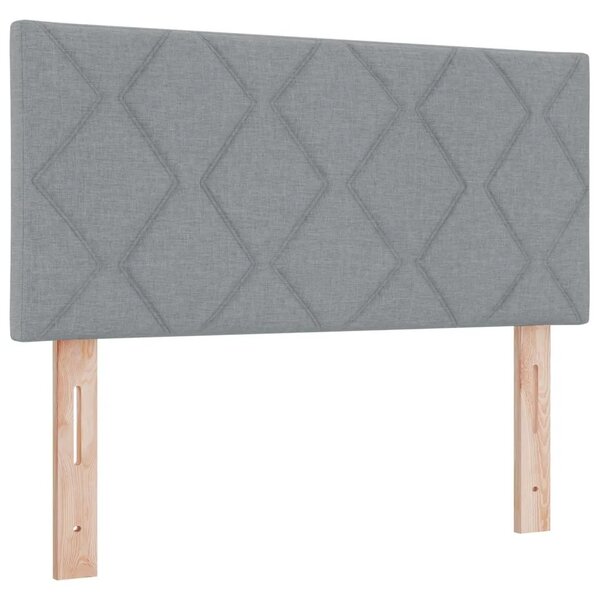 Boxspring krevet s madracem Svjetlosiva 90 x 200 cm Tkanina - Svjetlosiva 90 x 200 cm Dizajn s rombovima