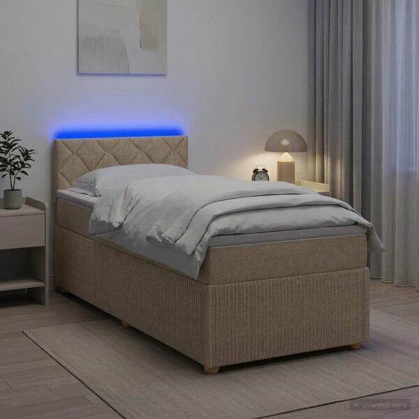 Boxspring krevet s madracem Krem 90 x 200 cm Tkanina - Krem 90 x 200 cm Dizajn s rombovima