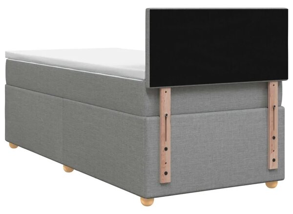 Boxspring krevet s madracem Svjetlosiva 90 x 200 cm Tkanina - Svjetlosiva 90 x 200 cm Prošiveno gumbima