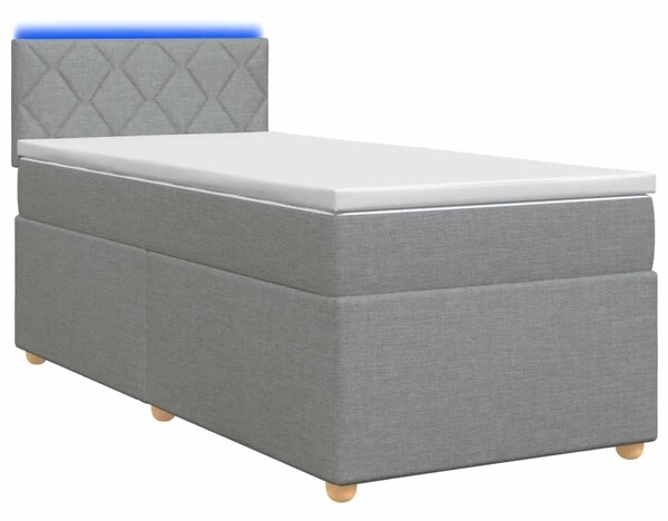 Boxspring krevet s madracem Svjetlosiva 90 x 200 cm Tkanina - Svjetlosiva 90 x 200 cm Dizajn s rombovima