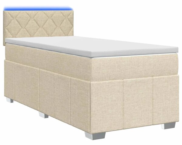 Boxspring krevet s madracem Krem 90 x 200 cm Tkanina - Krem 90 x 200 cm Dizajn s rombovima