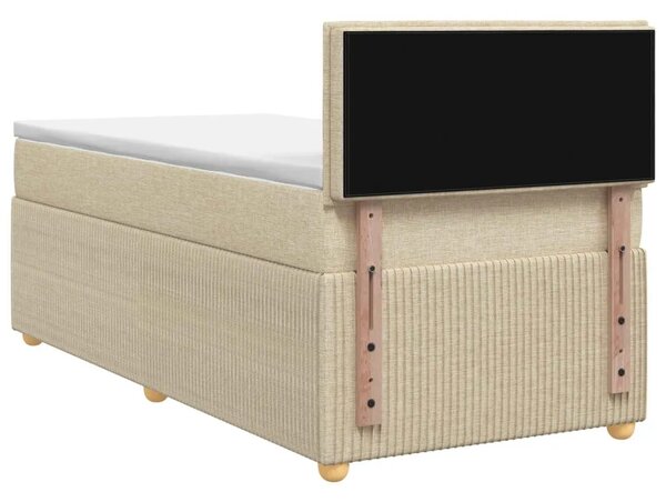 Boxspring krevet s madracem Krem 90 x 200 cm Tkanina - Krem 90 x 200 cm Dizajn s rombovima