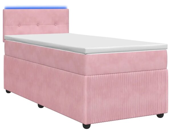 Boxspring krevet s madracem Ružičasta 90 x 200 cm Baršun - Ružičasta 90 x 200 cm Prošiveno gumbima