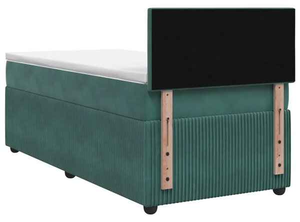 Boxspring krevet s madracem Tamnozelena 90 x 190 cm Baršun - Tamnozelena 90 x 190 cm Dizajn s rombovima
