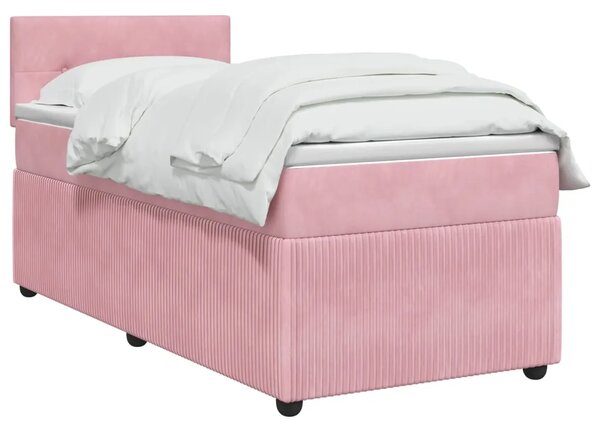 Boxspring krevet s madracem Ružičasta 90 x 200 cm Baršun - Ružičasta 90 x 200 cm Prošiveno gumbima