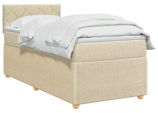 Boxspring krevet s madracem Krem 90 x 200 cm Tkanina - Krem 90 x 200 cm Dizajn s rombovima