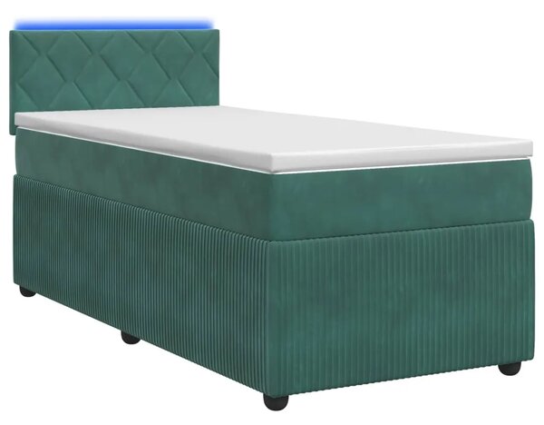 Boxspring krevet s madracem Tamnozelena 90 x 200 cm Baršun - Tamnozelena 90 x 200 cm Dizajn s rombovima